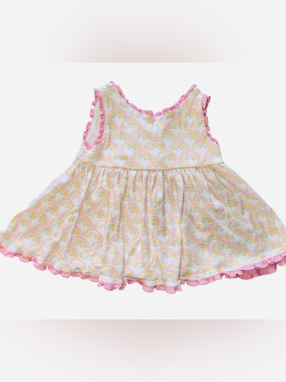 James & Lottie Girl’s Pink Rainbows Sleeveless Swing Top size 6